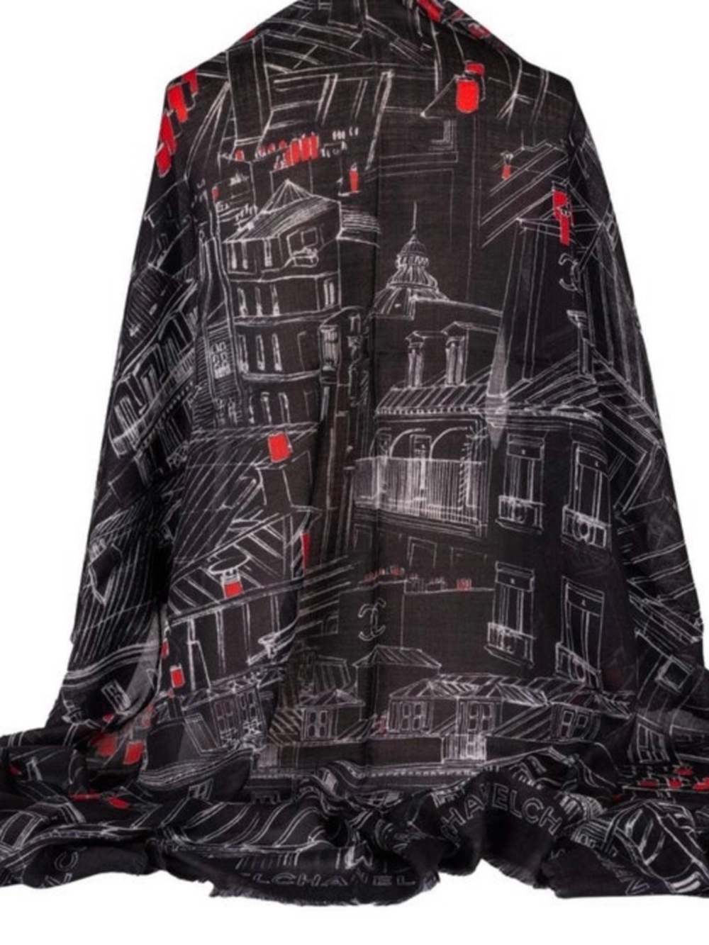 CHANEL Black & White city print - Architectural Print large  Scarf/shawl - Picture 2 of 2